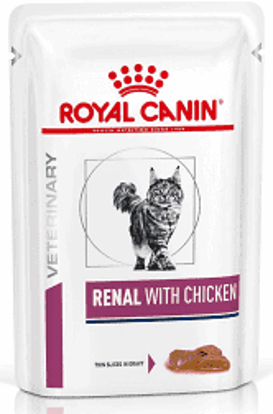 Picture of Royal Canin Vet Health Nutrition Feline Renal Pouches Chicken 48x85g